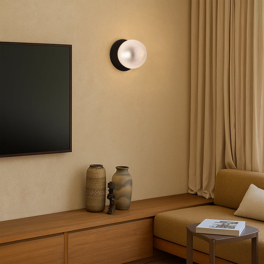 Odessa Small Diamond Cut LED Wall Light 8.5W 3000K Clear & Matt Black