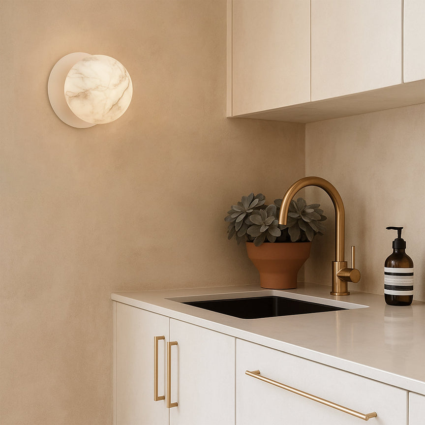 Odessa Small LED Wall Light 8.5W 3000K Marble Opal & Matt White