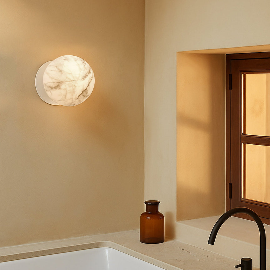 Odessa Small LED Wall Light 8.5W 3000K Marble Opal & Matt White