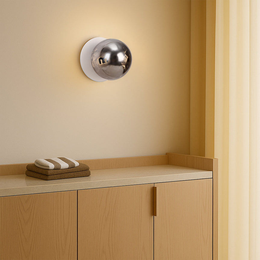 Odessa Small Molten Ripple LED Wall Light 8.5W 3000K Smoky & Matt White