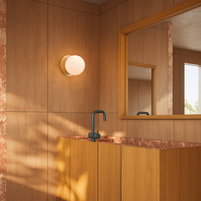 Odessa Small LED Wall Light 8.5W 3000K Frosted Opal & Brass