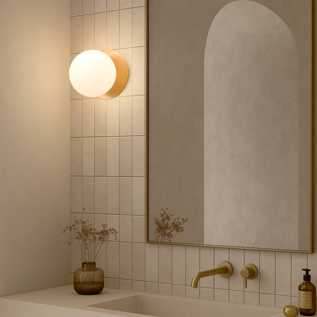 Odessa Small LED Wall Light 8.5W 3000K Frosted Opal & Brass