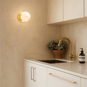 Odessa Small LED Wall Light 8.5W 3000K Marble Opal & Brass