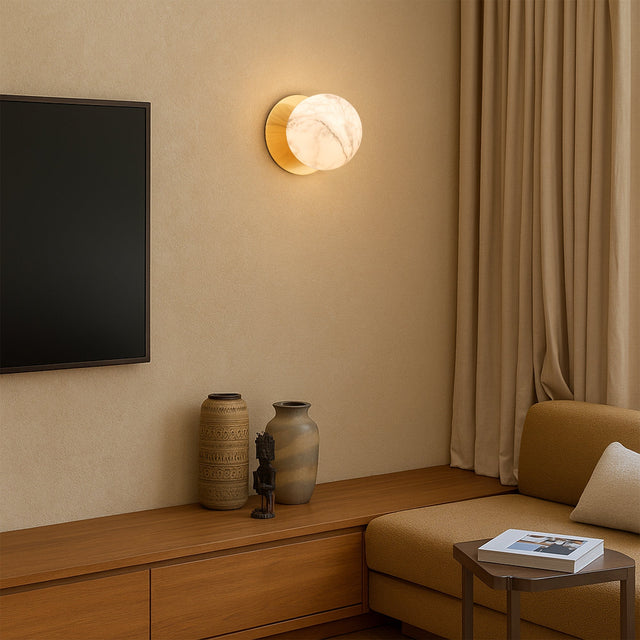 Odessa Small LED Wall Light 8.5W 3000K Marble Opal & Brass