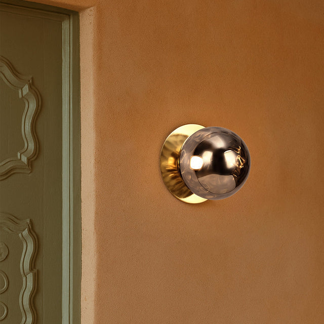 Odessa Small Molten Ripple LED Wall Light 8.5W 3000K Smoky & Brass