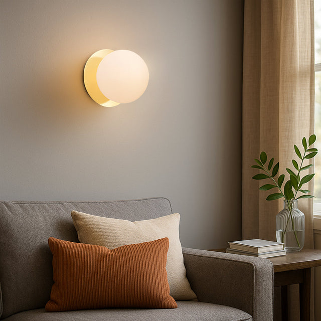 Odessa Small LED Wall Light 8.5W 3000K Frosted Opal & Gold