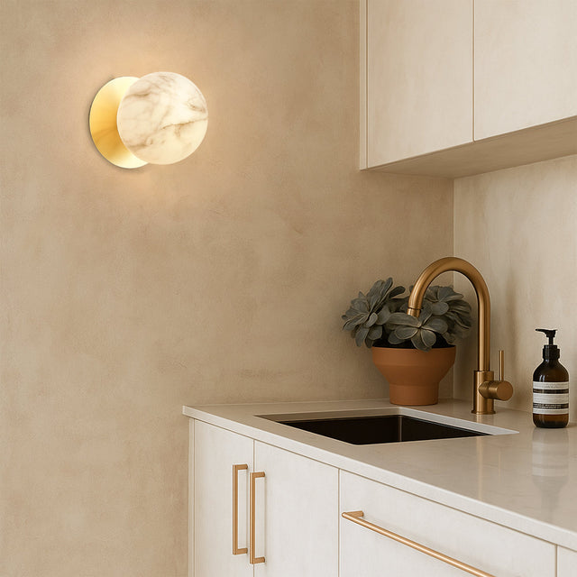 Odessa Small LED Wall Light 8.5W 3000K Marble Opal & Gold