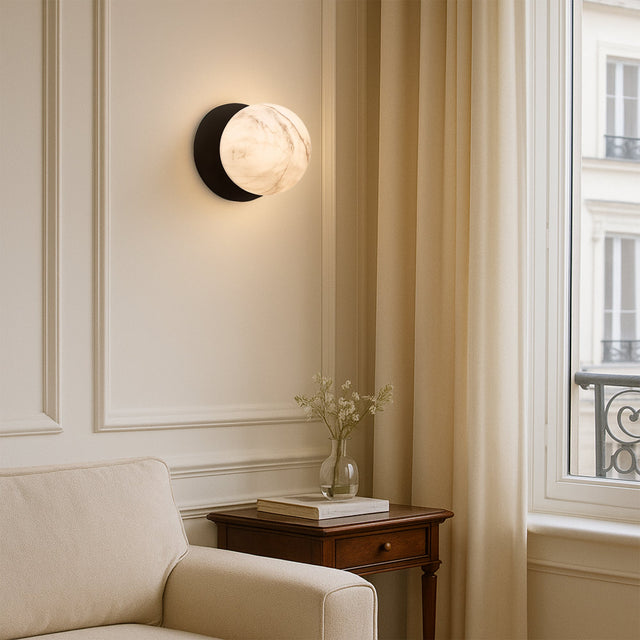 Odessa Large LED Wall Light 8.5W 3000K Marble Opal & Matt Black
