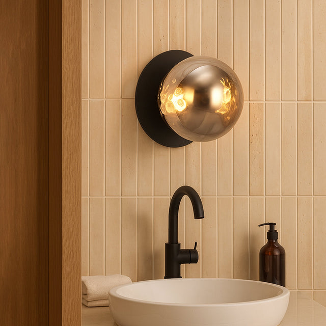 Odessa Large Molten Ripple LED Wall Light 8.5W 3000K Smoky & Matt Black