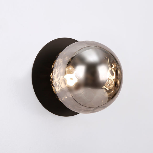 Odessa Large Molten Ripple LED Wall Light 8.5W 3000K Smoky & Matt Black