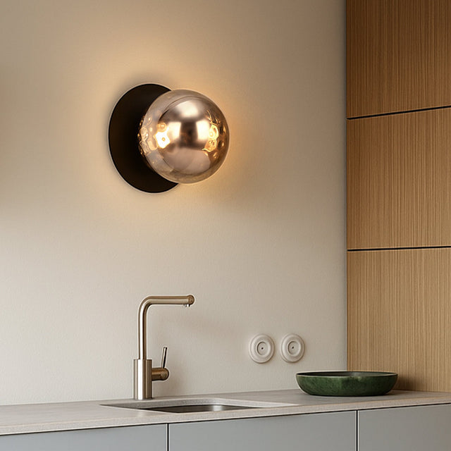 Odessa Large Molten Ripple LED Wall Light 8.5W 3000K Smoky & Matt Black
