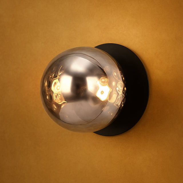 Odessa Large Molten Ripple LED Wall Light 8.5W 3000K Smoky & Matt Black