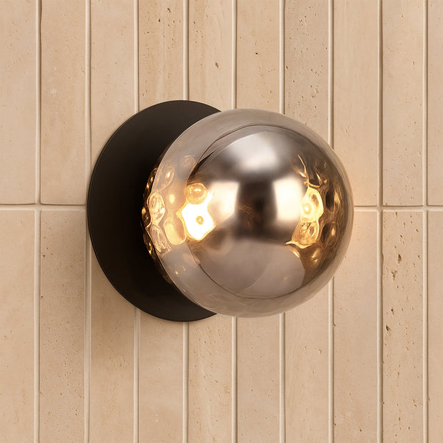 Odessa Large Molten Ripple LED Wall Light 8.5W 3000K Smoky & Matt Black