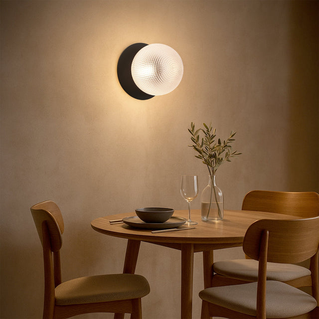 Odessa Large Diamond Cut LED Wall Light 8.5W 3000K Clear & Matt Black