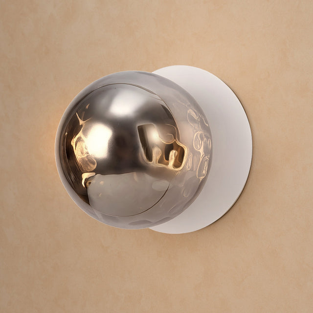 Odessa Large Molten Ripple LED Wall Light 8.5W 3000K Smoky & Matt White