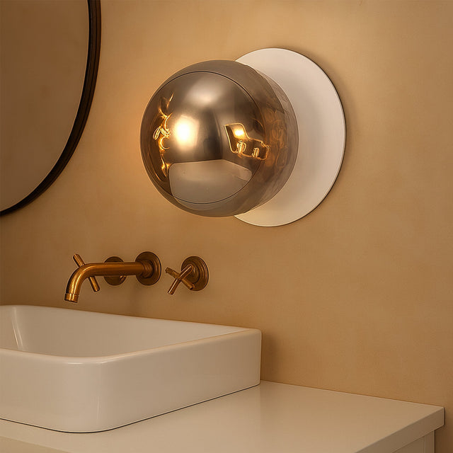 Odessa Large Molten Ripple LED Wall Light 8.5W 3000K Smoky & Matt White