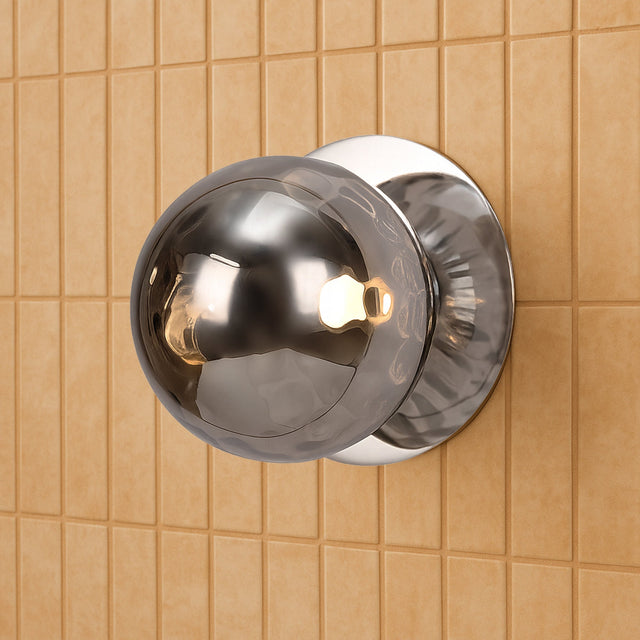 Odessa Large Molten Ripple LED Wall Light 8.5W 3000K Smoky & Chrome