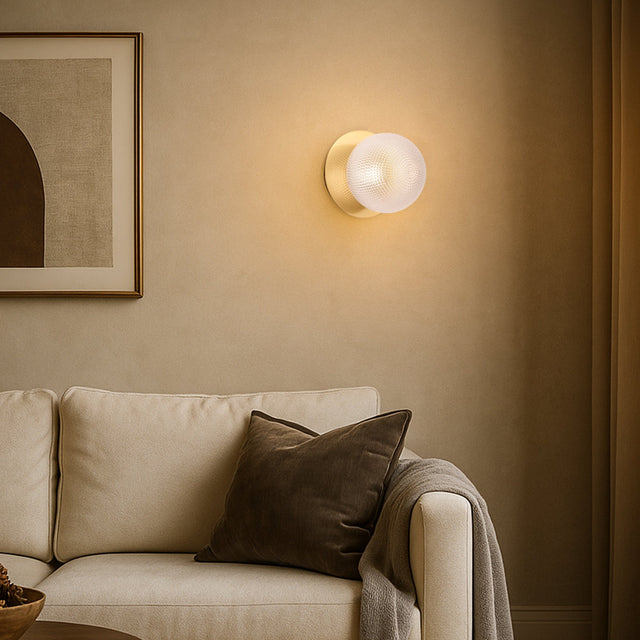 Odessa Large Diamond Cut LED Wall Light 8.5W 3000K Clear & Brass