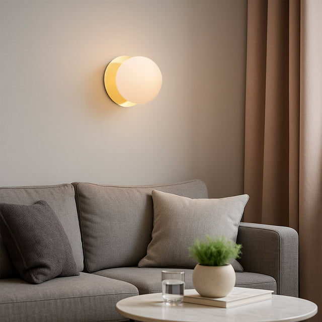 Odessa Large LED Wall Light 8.5W 3000K Frosted Opal & Gold