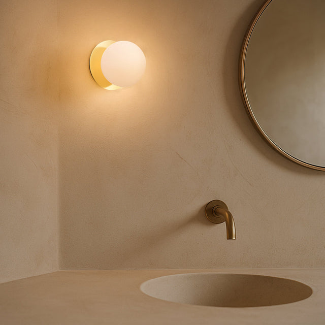 Odessa Large LED Wall Light 8.5W 3000K Frosted Opal & Gold