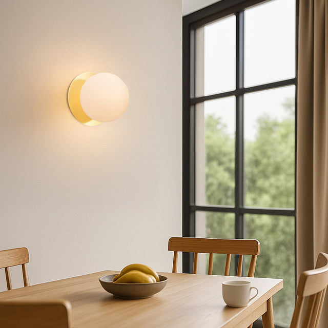 Odessa Large LED Wall Light 8.5W 3000K Frosted Opal & Gold