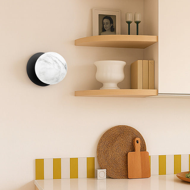 Odessa Small LED Wall Light 8.5W 4000K Marble Opal & Matt Black