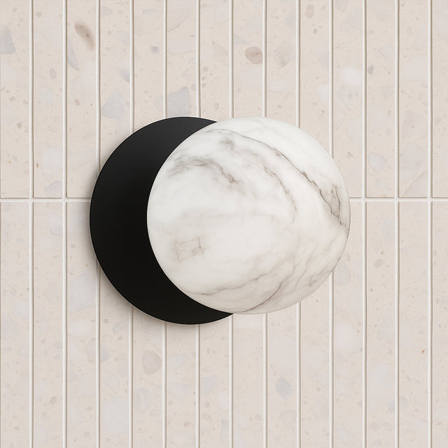 Odessa Small LED Wall Light 8.5W 4000K Marble Opal & Matt Black