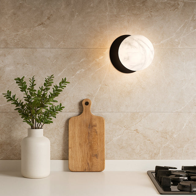 Odessa Small LED Wall Light 8.5W 4000K Marble Opal & Matt Black