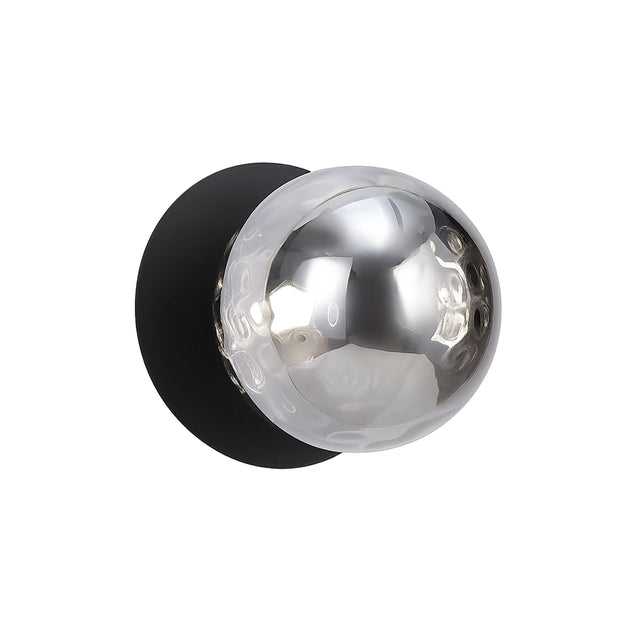 Odessa Small Molten Ripple LED Wall Light 8.5W 4000K Smoky & Matt Black