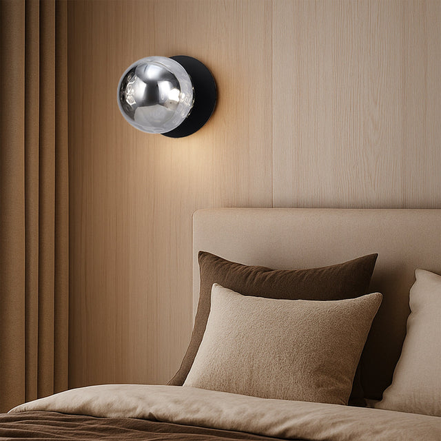 Odessa Small Molten Ripple LED Wall Light 8.5W 4000K Smoky & Matt Black