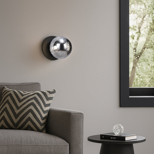 Odessa Small Molten Ripple LED Wall Light 8.5W 4000K Smoky & Matt Black