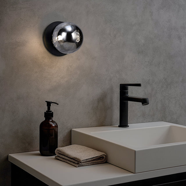 Odessa Small Molten Ripple LED Wall Light 8.5W 4000K Smoky & Matt Black