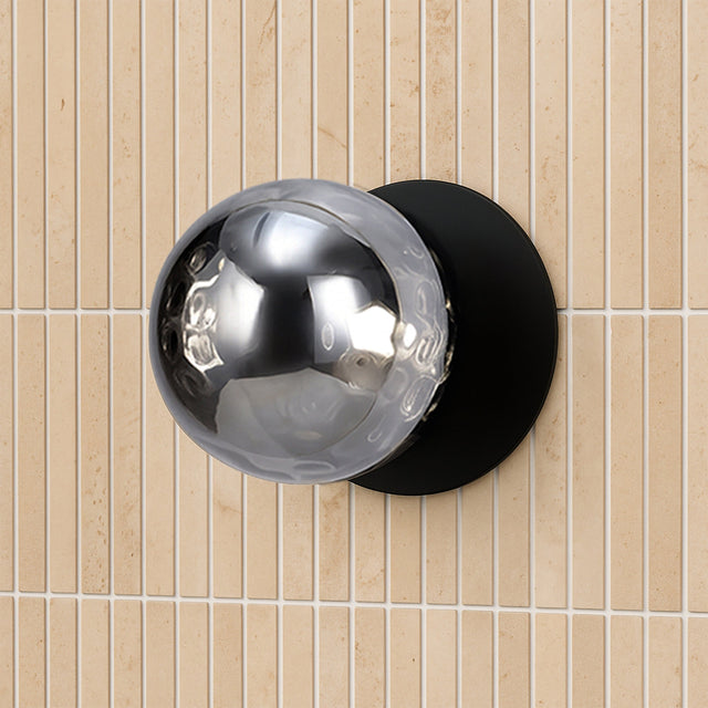 Odessa Small Molten Ripple LED Wall Light 8.5W 4000K Smoky & Matt Black