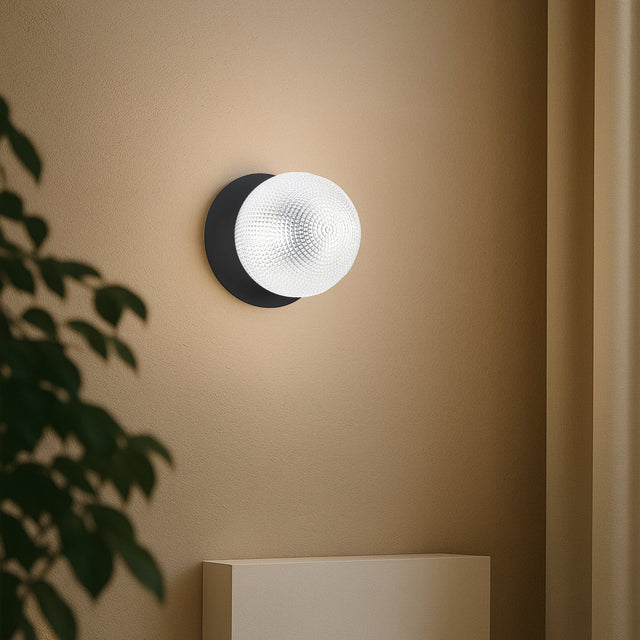 Odessa Small Diamond Cut LED Wall Light 8.5W 4000K Clear & Matt Black