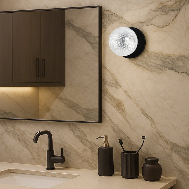 Odessa Small Diamond Cut LED Wall Light 8.5W 4000K Clear & Matt Black