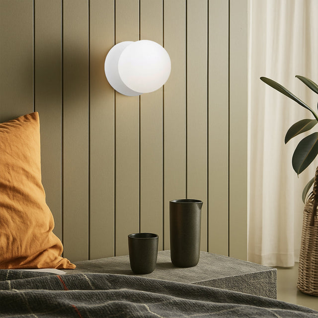 Odessa Small LED Wall Light 8.5W 4000K Frosted Opal & Matt White