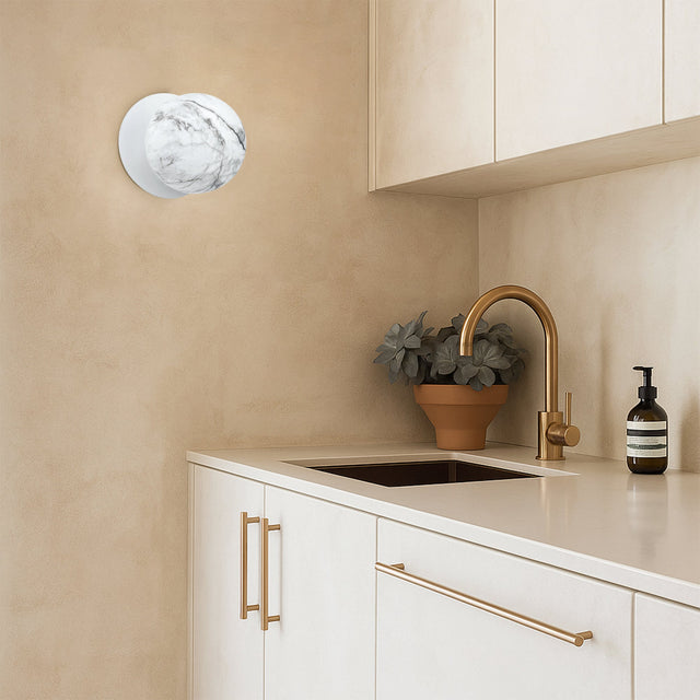 Odessa Small LED Wall Light 8.5W 4000K Marble Opal & Matt White
