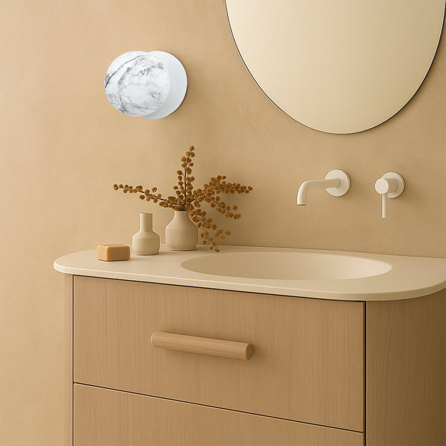 Odessa Small LED Wall Light 8.5W 4000K Marble Opal & Matt White