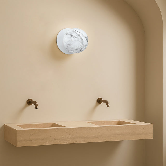 Odessa Small LED Wall Light 8.5W 4000K Marble Opal & Matt White