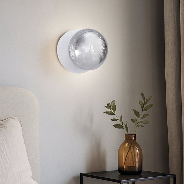 Odessa Small Molten Ripple LED Wall Light 8.5W 4000K Smoky & Matt White