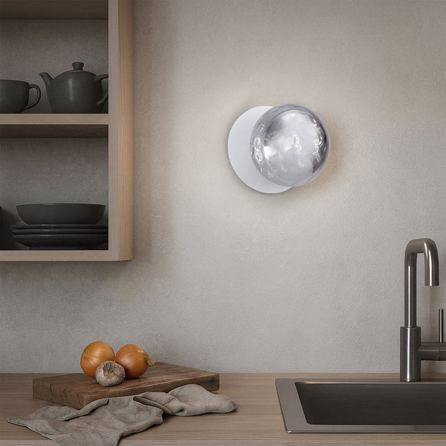 Odessa Small Molten Ripple LED Wall Light 8.5W 4000K Smoky & Matt White
