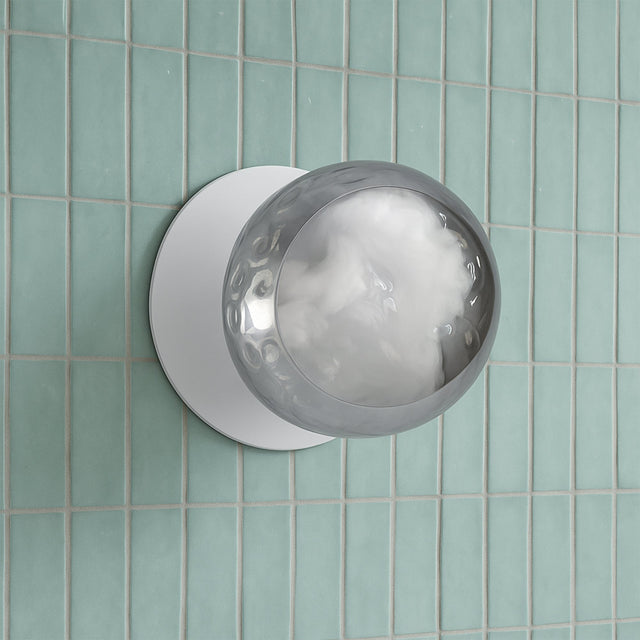 Odessa Small Molten Ripple LED Wall Light 8.5W 4000K Smoky & Matt White