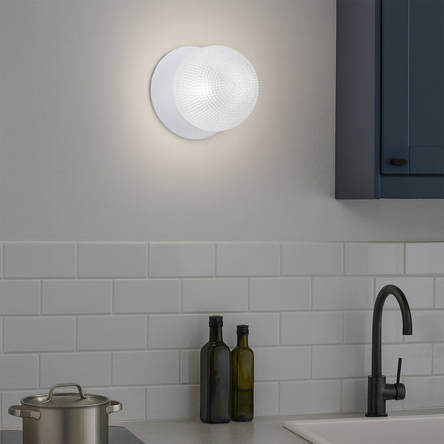 Odessa Small Diamond Cut LED Wall Light 8.5W 4000K Clear & Matt White