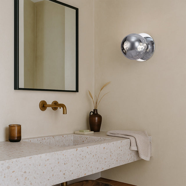 Odessa Small Molten Ripple LED Wall Light 8.5W 4000K Smoky & Chrome