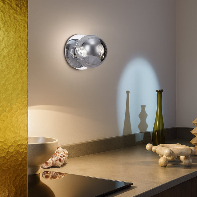 Odessa Small Molten Ripple LED Wall Light 8.5W 4000K Smoky & Chrome