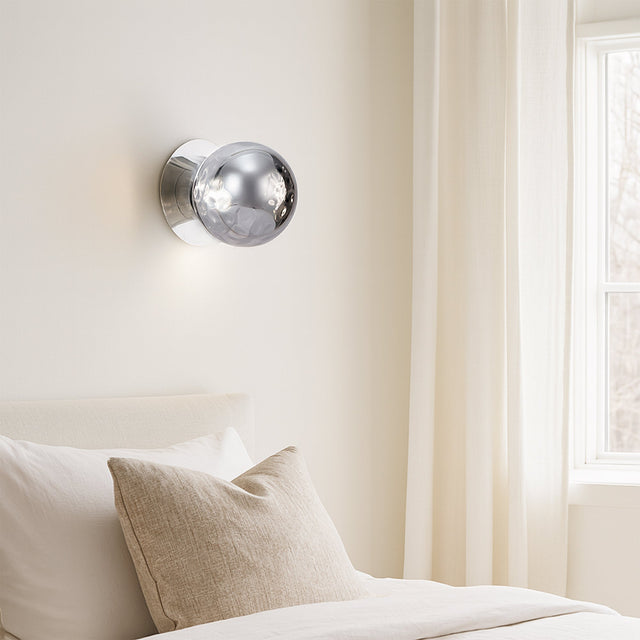 Odessa Small Molten Ripple LED Wall Light 8.5W 4000K Smoky & Chrome