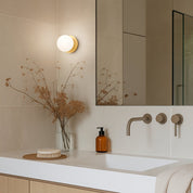 Odessa Small LED Wall Light 8.5W 4000K Frosted Opal & Brass