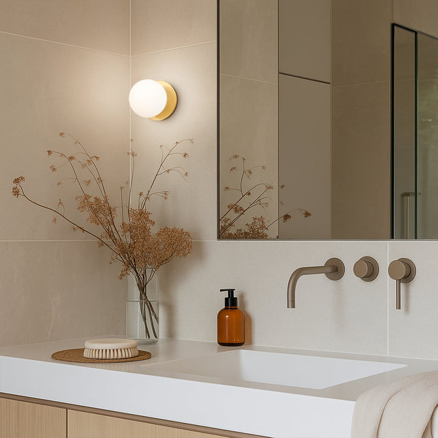 Odessa Small LED Wall Light 8.5W 4000K Frosted Opal & Brass