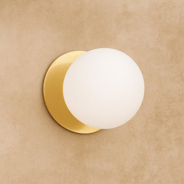 Odessa Small LED Wall Light 8.5W 4000K Frosted Opal & Brass