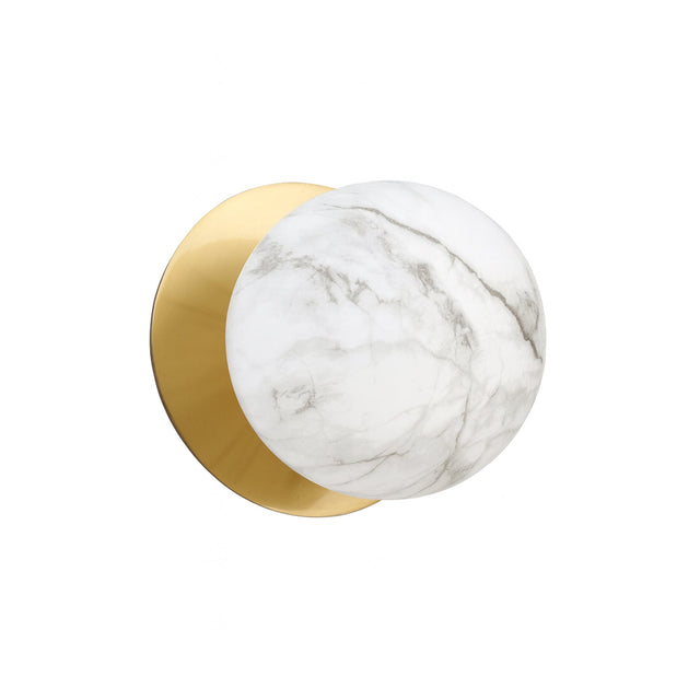 Odessa Small LED Wall Light 8.5W 4000K Marble Opal & Brass